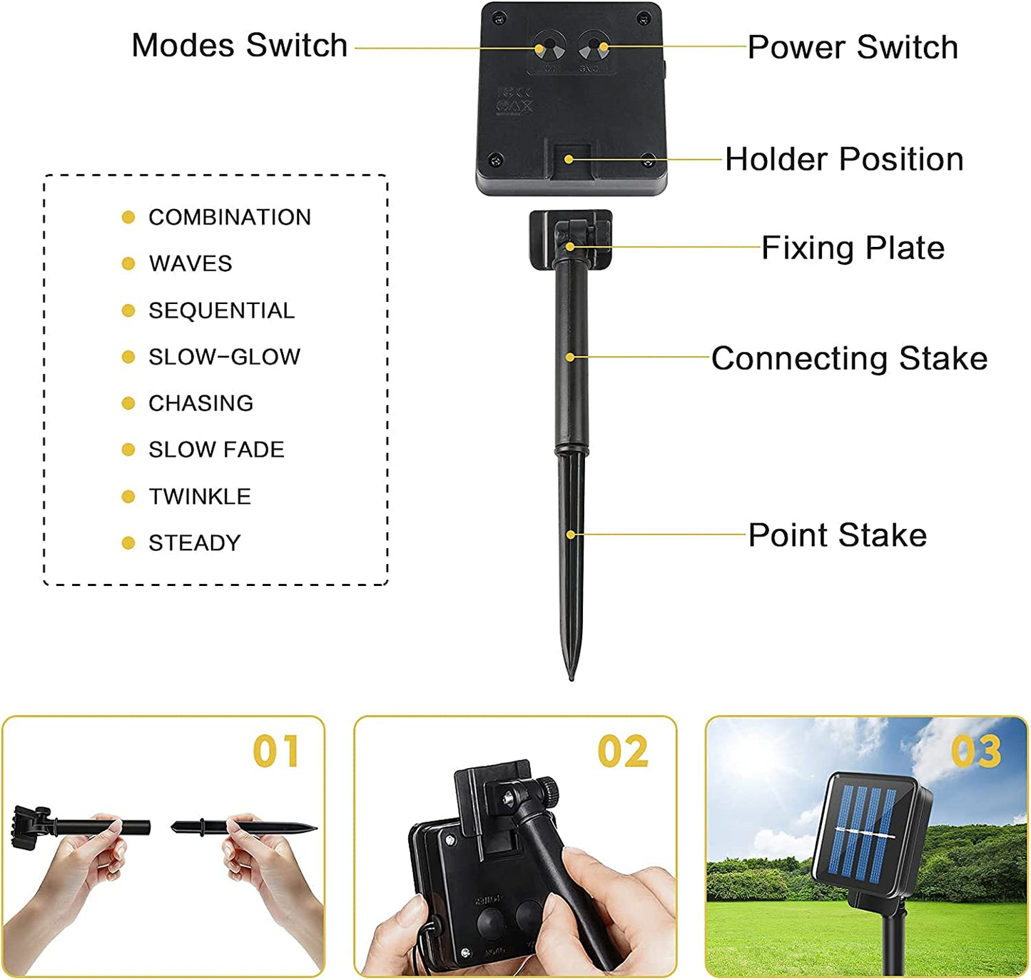 Techip Solar String Lights Outdoor 138LED Solar Powered Curtain Lights Window Lights Solar Star Moon Lights Twinkle LED Fairy Lights for Backyard Garden Patio Home Christmas Holiday Ramadan Decoration