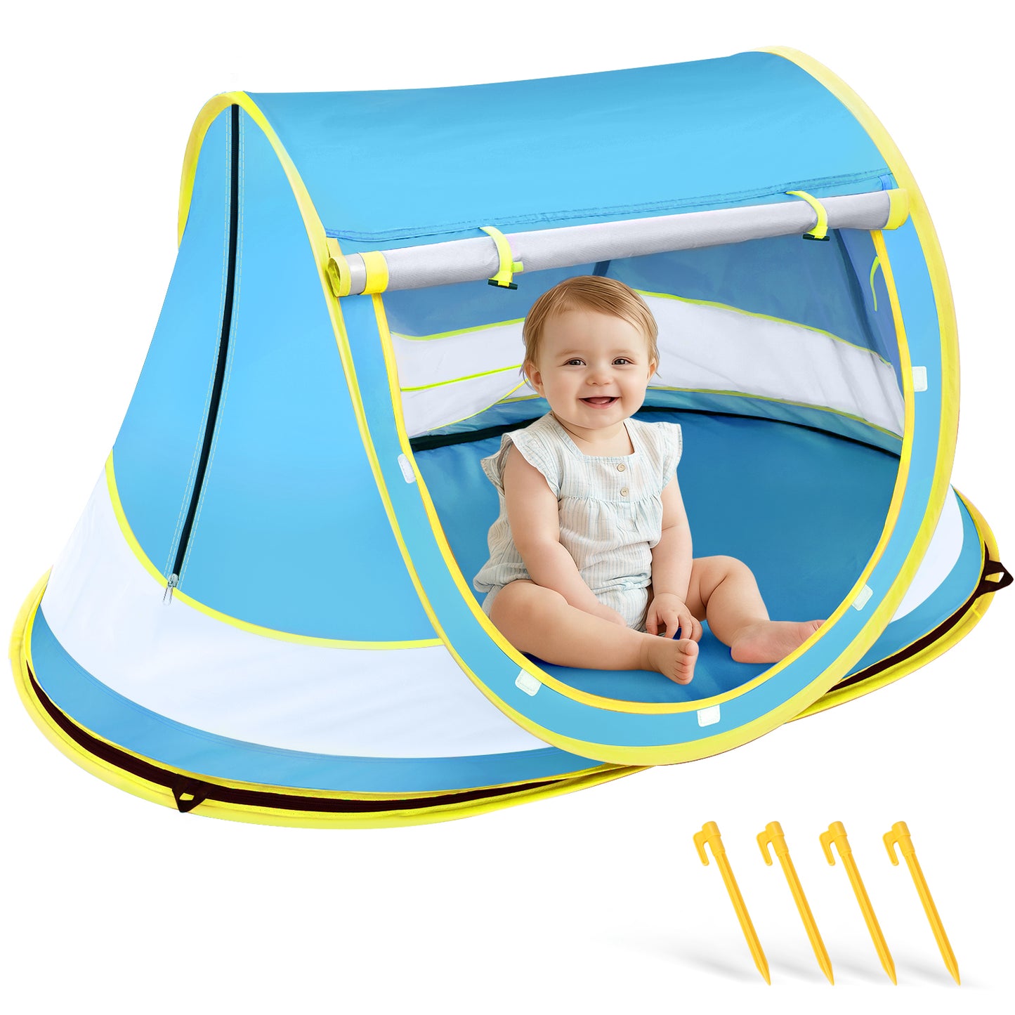 Baby Beach Tent, Pop Up Beach Tent Sun Shade for Beach, UPF 50+ UV Protection Sun Shelters for Infants with Carry Bag for Outdoor Travel, Camping