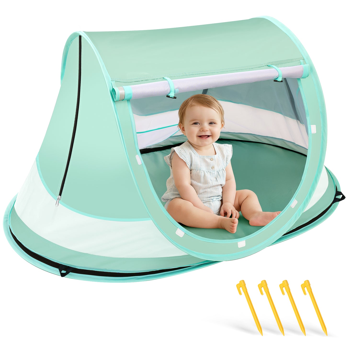Baby Beach Tent, Pop Up Beach Tent Sun Shade for Beach, UPF 50+ UV Protection Sun Shelters for Infants with Carry Bag for Outdoor Travel, Camping